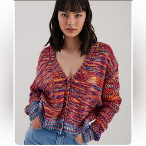 John + Jenn Frederic Colorful Striped sweater cardigan in fruit punch size small